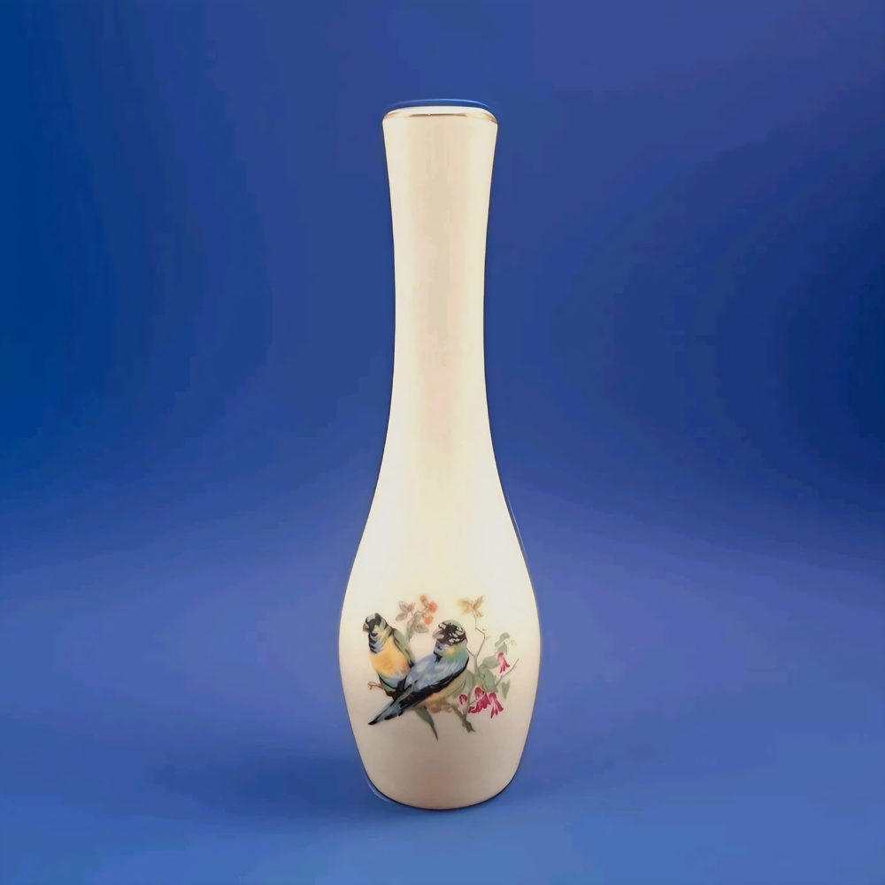Bud Vase Ardco Fine Quality Dallas VTG White with Birds Japan Collectible